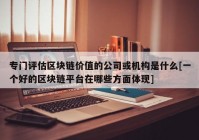 专门评估区块链价值的公司或机构是什么[一个好的区块链平台在哪些方面体现]